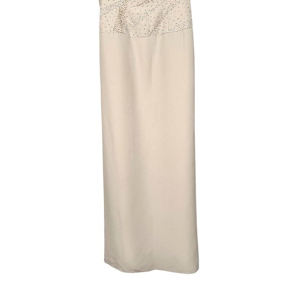 Size 8 CECILY Brown Champagne Beige Beaded Dress - Picture 3 of 15